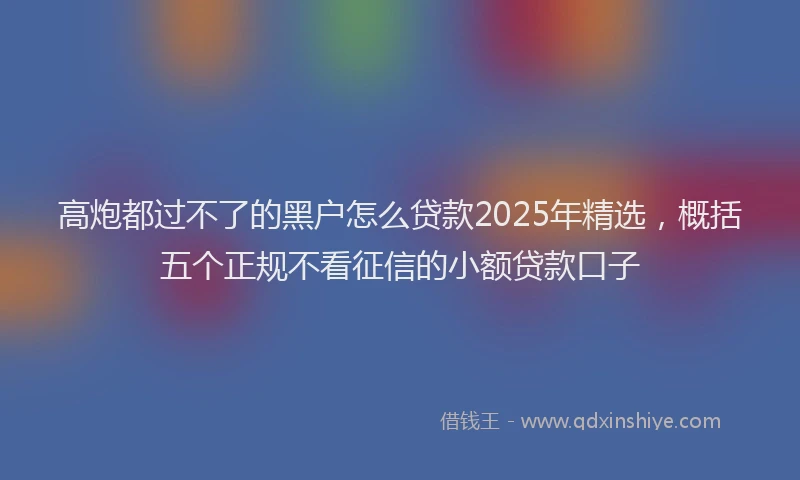 高炮都过不了的黑户怎么贷款2025年精选，概括五个正规不看征信的小额贷款口子