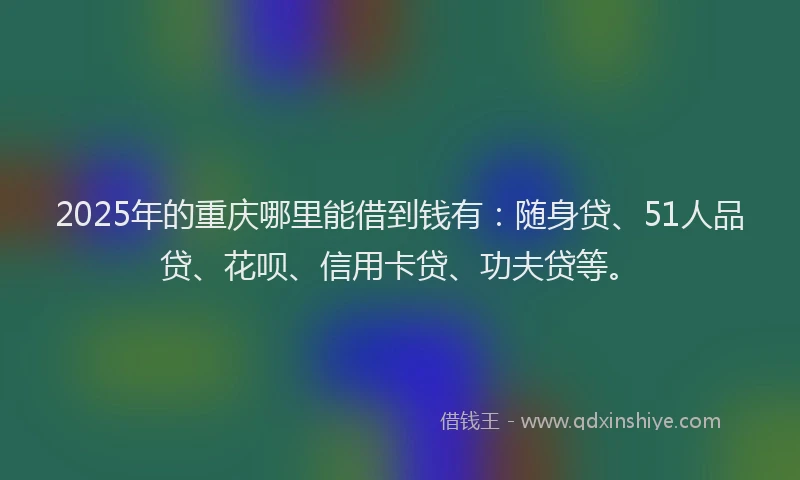2025年的重庆哪里能借到钱有：随身贷、51人品贷、花呗、信用卡贷、功夫贷等。
