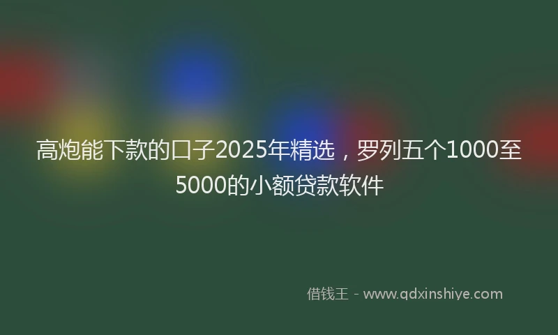 高炮能下款的口子2025年精选，罗列五个1000至5000的小额贷款软件