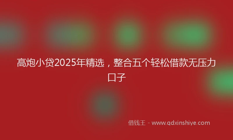 高炮小贷2025年精选，整合五个轻松借款无压力口子