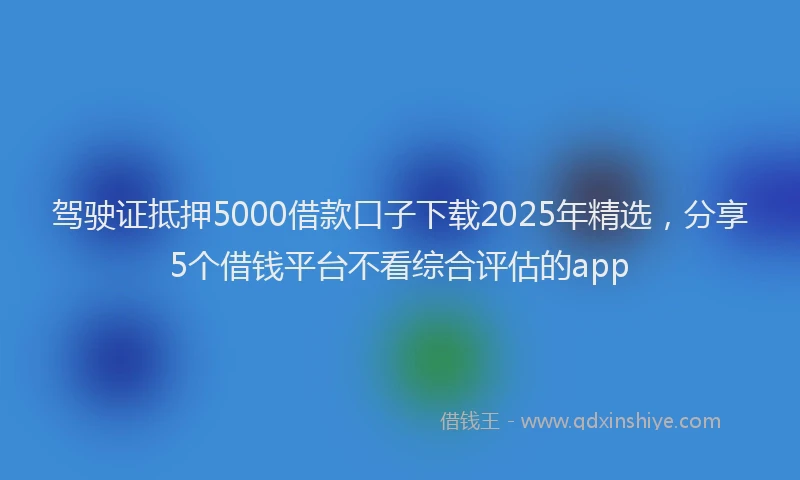 驾驶证抵押5000借款口子下载2025年精选，分享5个借钱平台不看综合评估的app