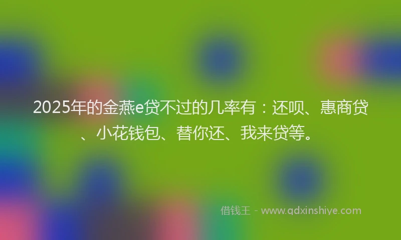 2025年的金燕e贷不过的几率有：还呗、惠商贷、小花钱包、替你还、我来贷等。