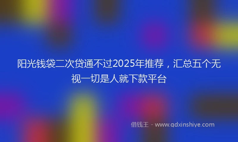 阳光钱袋二次贷通不过2025年推荐，汇总五个无视一切是人就下款平台