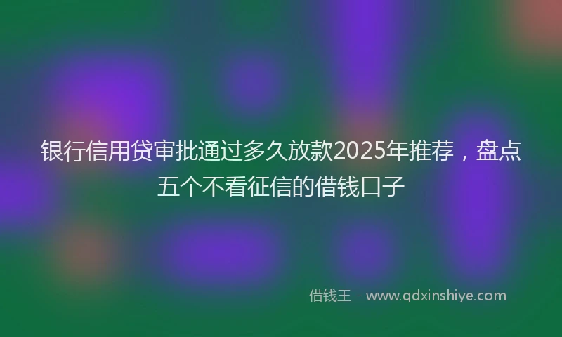 银行信用贷审批通过多久放款2025年推荐，盘点五个不看征信的借钱口子