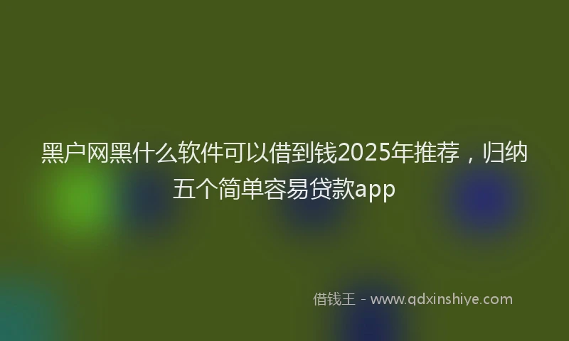 黑户网黑什么软件可以借到钱2025年推荐，归纳五个简单容易贷款app