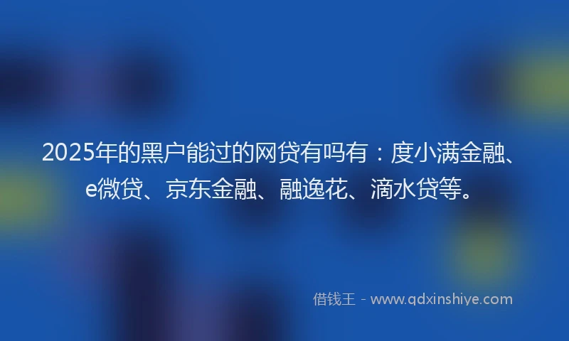 2025年的黑户能过的网贷有吗有：度小满金融、e微贷、京东金融、融逸花、滴水贷等。