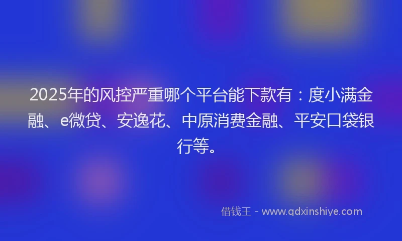 2025年的风控严重哪个平台能下款有：度小满金融、e微贷、安逸花、中原消费金融、平安口袋银行等。