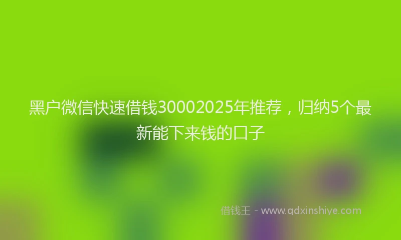 黑户微信快速借钱30002025年推荐，归纳5个最新能下来钱的口子