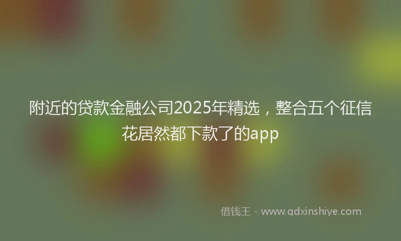 附近的贷款金融公司2025年精选，整合五个征信花居然都下款了的app