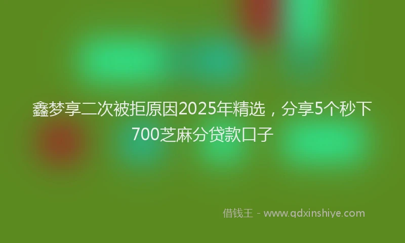 鑫梦享二次被拒原因2025年精选，分享5个秒下700芝麻分贷款口子