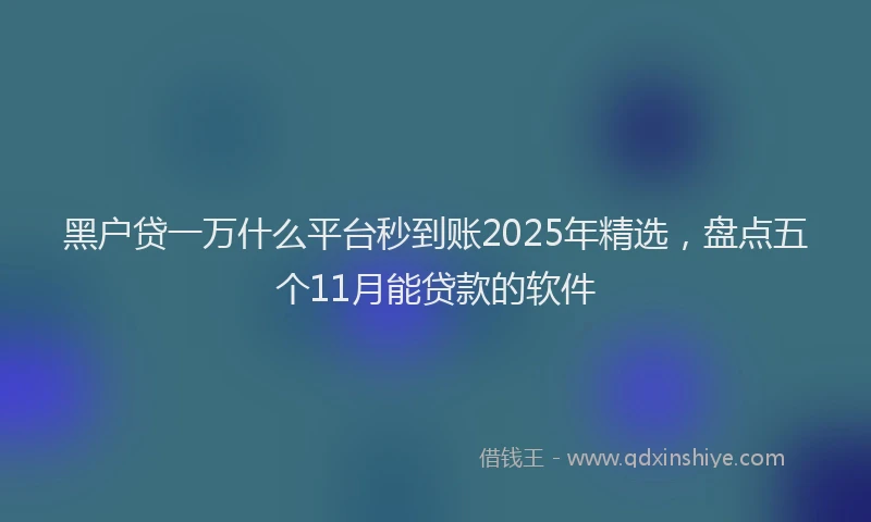 黑户贷一万什么平台秒到账2025年精选，盘点五个11月能贷款的软件