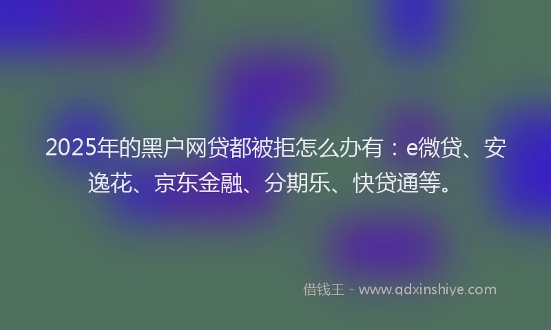 2025年的黑户网贷都被拒怎么办有：e微贷、安逸花、京东金融、分期乐、快贷通等。