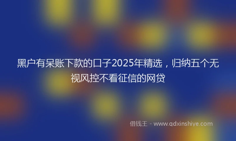 黑户有呆账下款的口子2025年精选，归纳五个无视风控不看征信的网贷