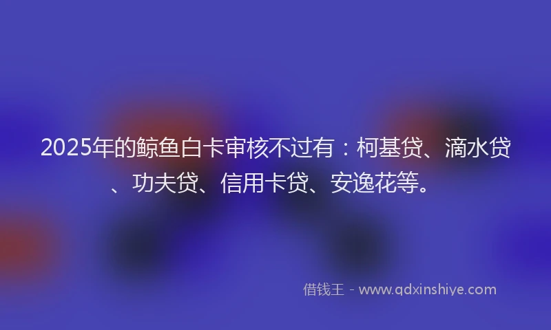 2025年的鲸鱼白卡审核不过有：柯基贷、滴水贷、功夫贷、信用卡贷、安逸花等。
