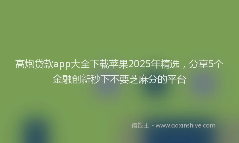 高炮贷款app大全下载苹果2025年精选，分享5个金融创新秒下不要芝麻分的平台
