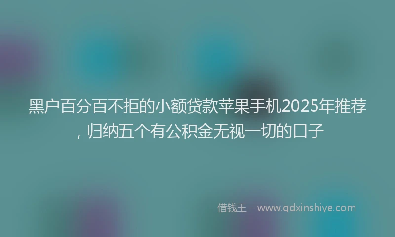 黑户百分百不拒的小额贷款苹果手机2025年推荐，归纳五个有公积金无视一切的口子