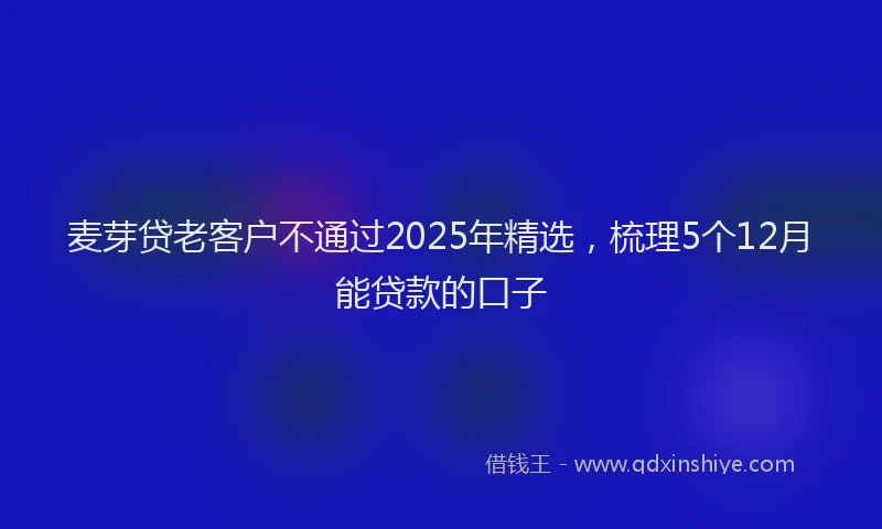 麦芽贷老客户不通过2025年精选，梳理5个12月能贷款的口子