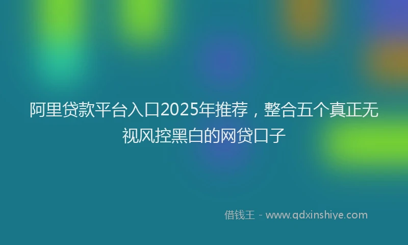 阿里贷款平台入口2025年推荐，整合五个真正无视风控黑白的网贷口子
