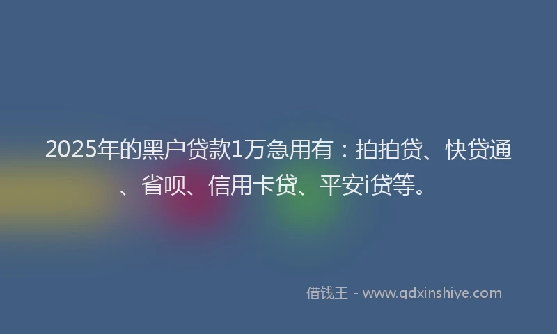 2025年的黑户贷款1万急用有：拍拍贷、快贷通、省呗、信用卡贷、平安i贷等。