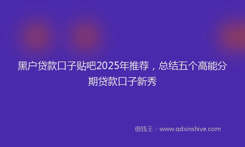 黑户贷款口子贴吧2025年推荐，总结五个高能分期贷款口子新秀