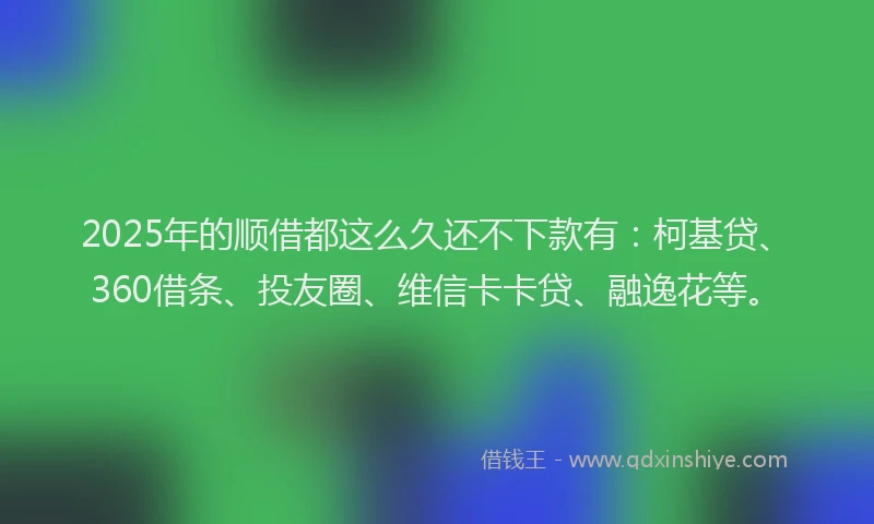2025年的顺借都这么久还不下款有：柯基贷、360借条、投友圈、维信卡卡贷、融逸花等。