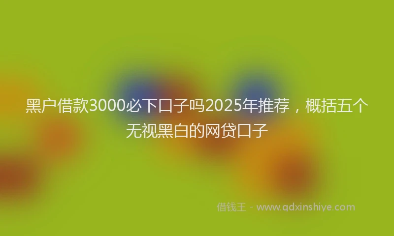 黑户借款3000必下口子吗2025年推荐，概括五个无视黑白的网贷口子
