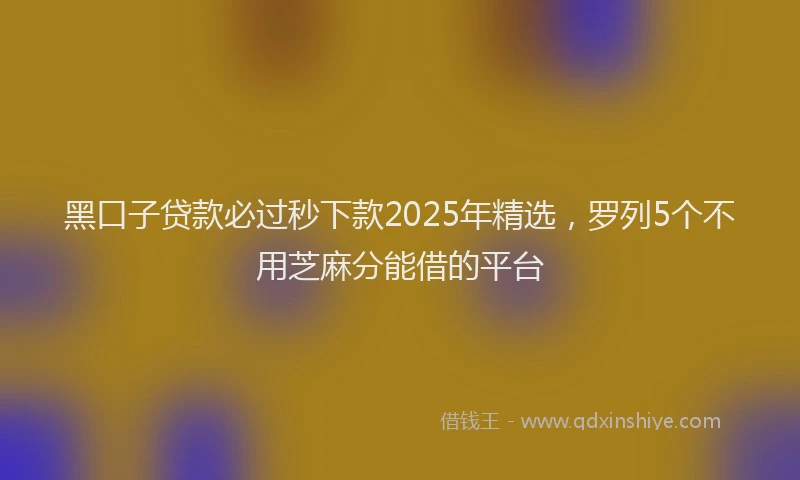黑口子贷款必过秒下款2025年精选，罗列5个不用芝麻分能借的平台