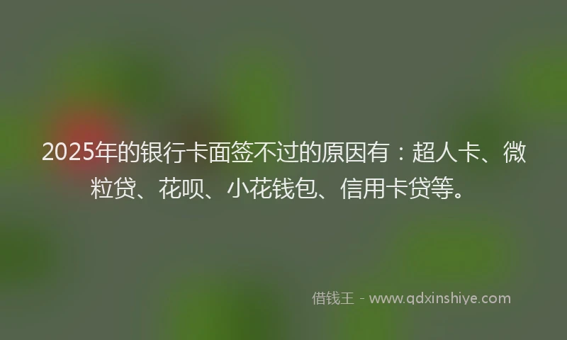 2025年的银行卡面签不过的原因有：超人卡、微粒贷、花呗、小花钱包、信用卡贷等。