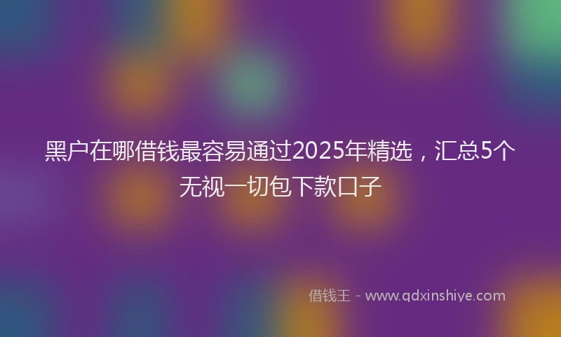 黑户在哪借钱最容易通过2025年精选，汇总5个无视一切包下款口子
