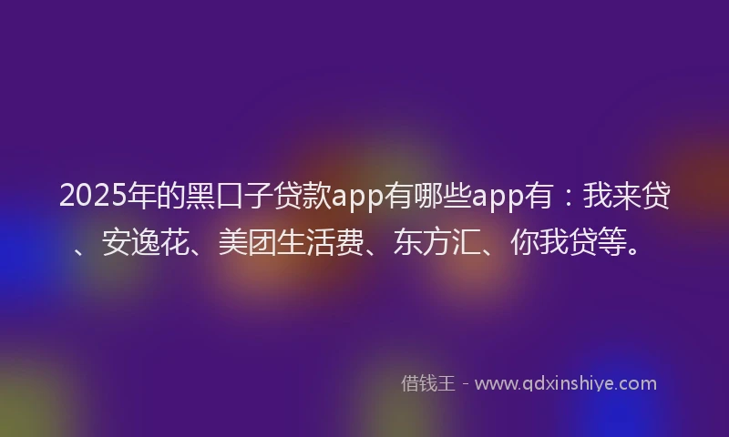 2025年的黑口子贷款app有哪些app有：我来贷、安逸花、美团生活费、东方汇、你我贷等。