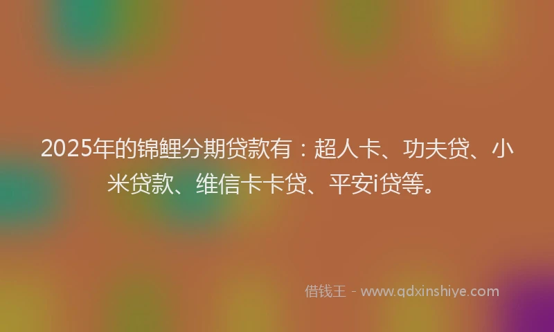 2025年的锦鲤分期贷款有：超人卡、功夫贷、小米贷款、维信卡卡贷、平安i贷等。