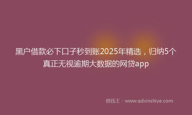 黑户借款必下口子秒到账2025年精选，归纳5个真正无视逾期大数据的网贷app