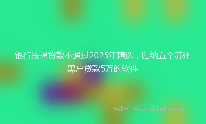 银行按揭贷款不通过2025年精选，归纳五个苏州黑户贷款5万的软件