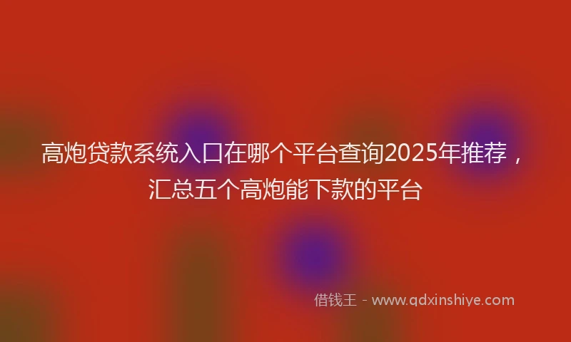 高炮贷款系统入口在哪个平台查询2025年推荐，汇总五个高炮能下款的平台