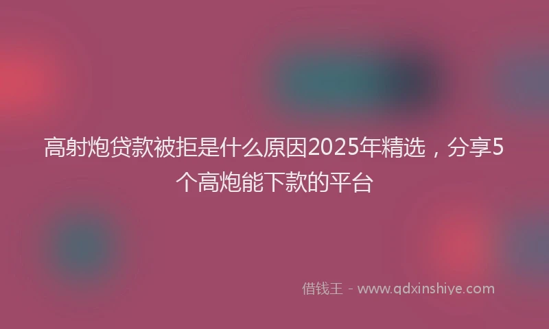 高射炮贷款被拒是什么原因2025年精选,分享5个高炮能下款的平台