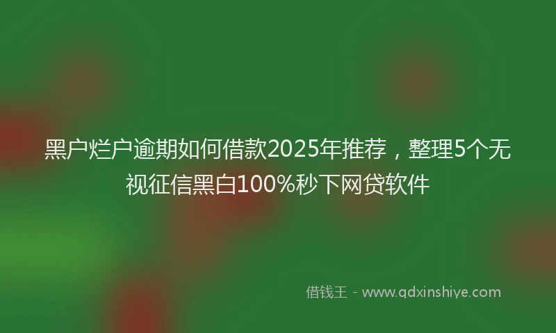 黑户烂户逾期如何借款2025年推荐，整理5个无视征信黑白100%秒下网贷软件