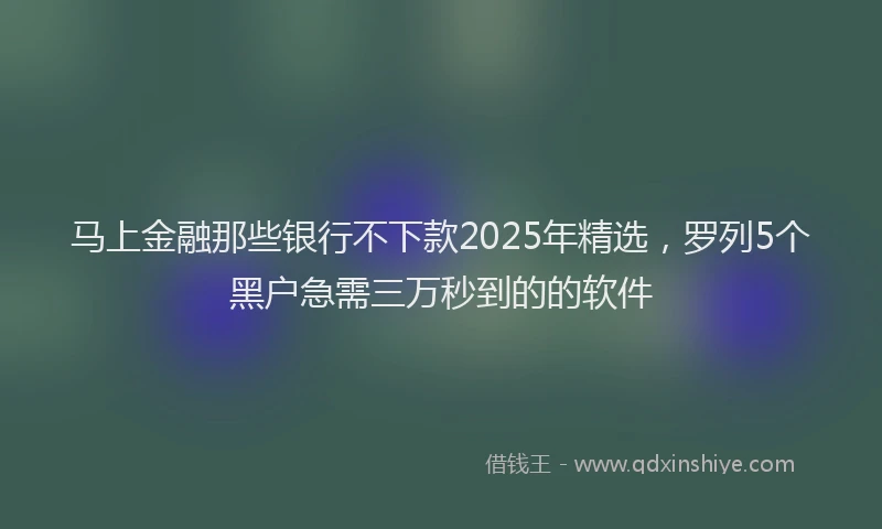 马上金融那些银行不下款2025年精选，罗列5个黑户急需三万秒到的的软件