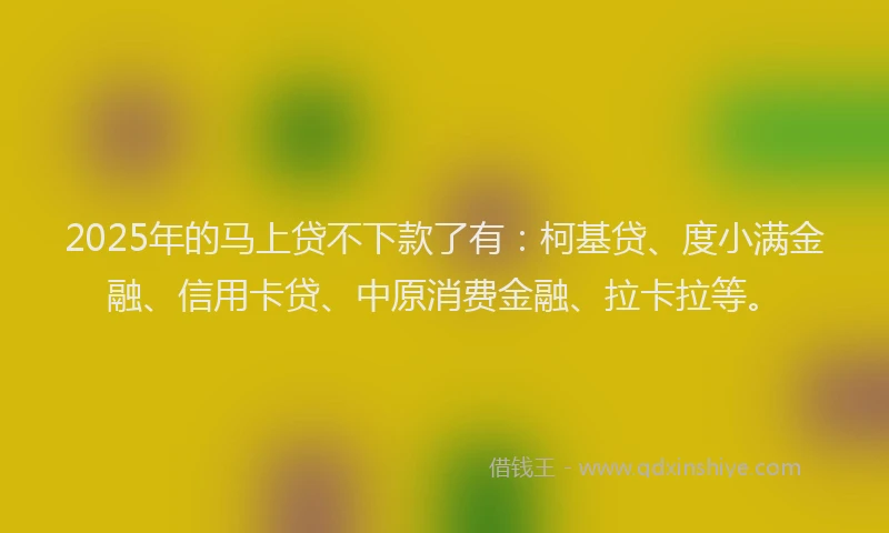 2025年的马上贷不下款了有：柯基贷、度小满金融、信用卡贷、中原消费金融、拉卡拉等。