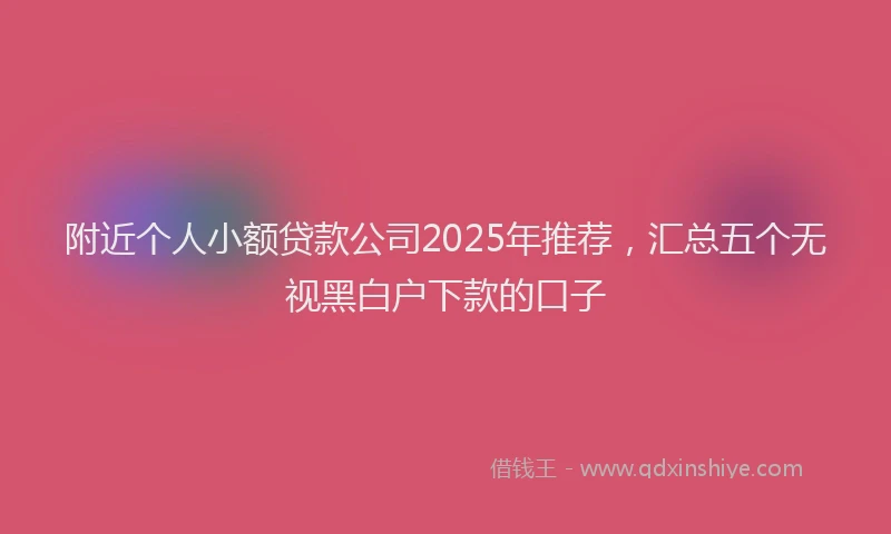 附近个人小额贷款公司2025年推荐，汇总五个无视黑白户下款的口子