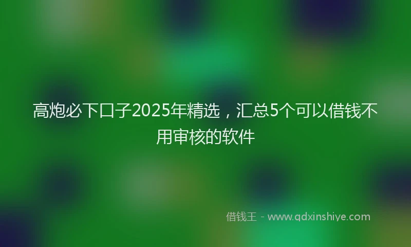 高炮必下口子2025年精选，汇总5个可以借钱不用审核的软件