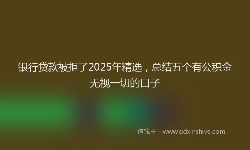 银行贷款被拒了2025年精选，总结五个有公积金无视一切的口子