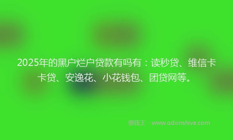 2025年的黑户烂户贷款有吗有：读秒贷、维信卡卡贷、安逸花、小花钱包、团贷网等。