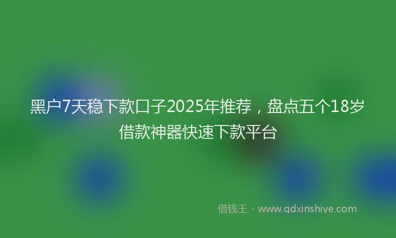 黑户7天稳下款口子2025年推荐，盘点五个18岁借款神器快速下款平台