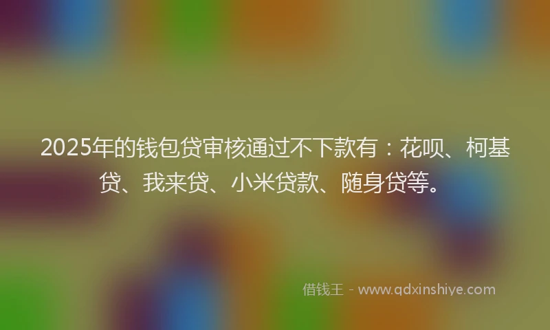 2025年的钱包贷审核通过不下款有：花呗、柯基贷、我来贷、小米贷款、随身贷等。