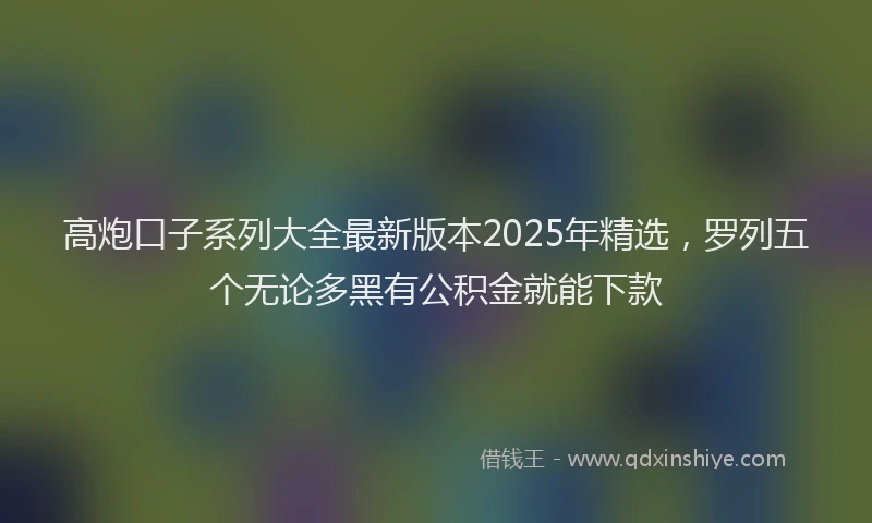 高炮口子系列大全最新版本2025年精选，罗列五个无论多黑有公积金就能下款