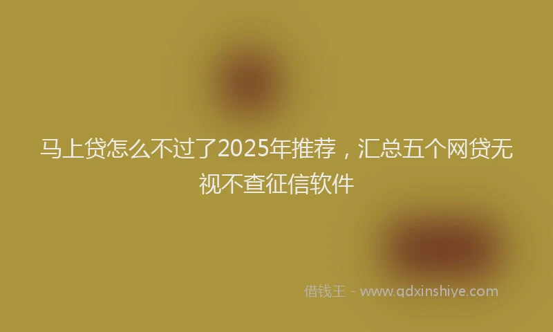 马上贷怎么不过了2025年推荐，汇总五个网贷无视不查征信软件