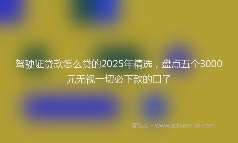驾驶证贷款怎么贷的2025年精选，盘点五个3000元无视一切必下款的口子