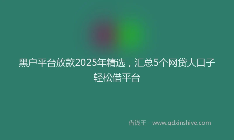 黑户平台放款2025年精选，汇总5个网贷大口子轻松借平台