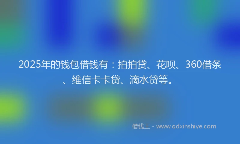 2025年的钱包借钱有：拍拍贷、花呗、360借条、维信卡卡贷、滴水贷等。