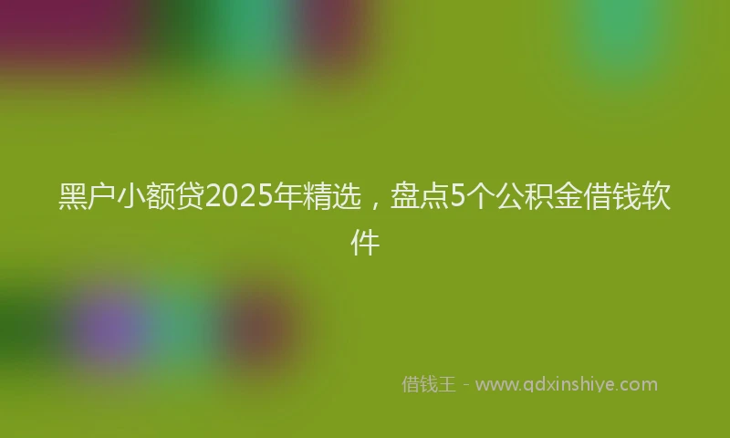 黑户小额贷2025年精选，盘点5个公积金借钱软件
